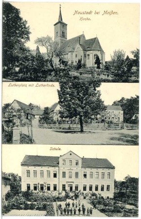 Naustadt. Kirche, Lutherplatz, Schule