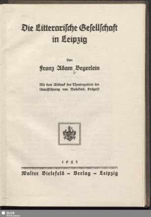 Die Litterarische Gesellschaft in Leipzig