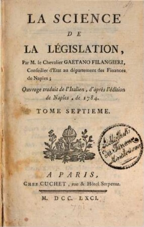 La Science De La Législation, 7