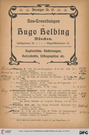 Kupferstiche, Radierungen, Holzschnitte, Lithographien etc. (Nr. 1-440)