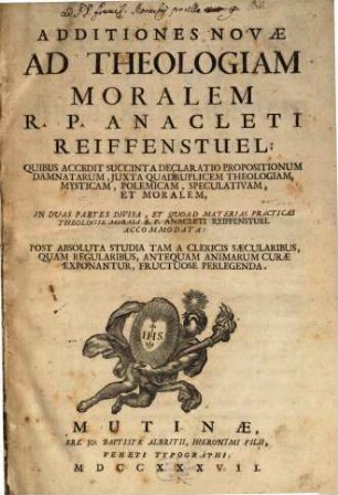 Additiones novae ad Theologiam moralem