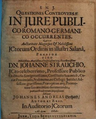 Quaestiones controversae in iure publico romano-germanico occurrentes
