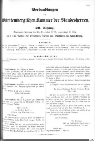 20. Sitzung, Stuttgart, 20.12.1895