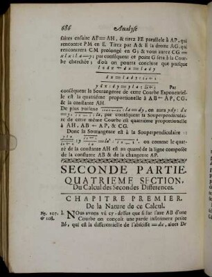 Quatrième Section. Du Calcul des Secondes Differences.