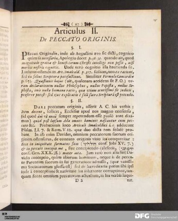 Articulus II. De Peccato Originis.