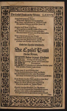 Die Epistel Pauli An die Römer.