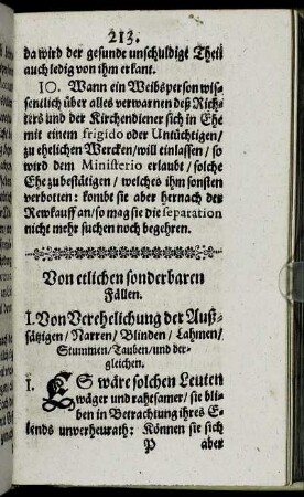 Von etlichen sonderbaren Fällen.