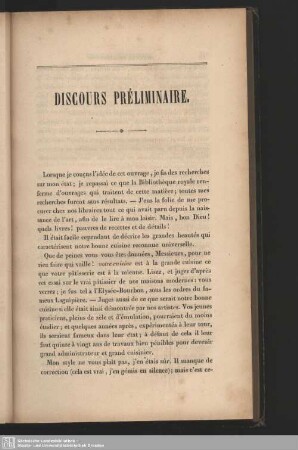 Discours préliminaire