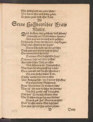 ... An Seine Hochbetrübte Fraw Mutter.