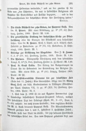 295-298 [Rezension] Peters, Norbert, Die älteste Abschrift der zehn Gebote, der Papyrus Nash