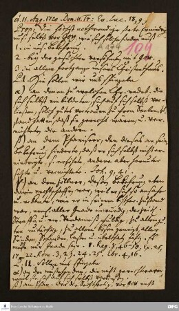 Disposition der Predigt von August Hermann Francke über Lk 18,9f.