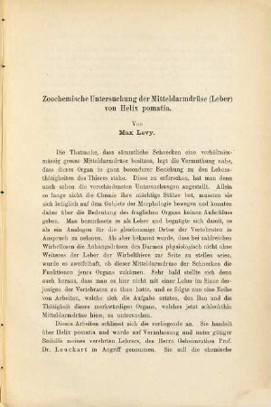 Zoochemische Untersuchung der Mitteldarmdrüse (Leber) von Helix pomatia