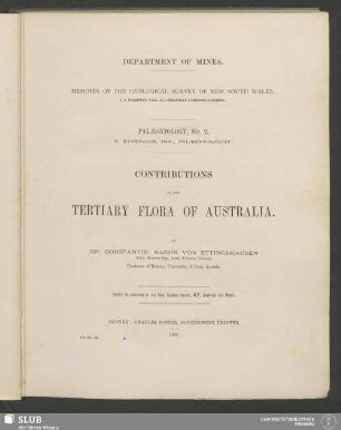 Contributions to the Tertiary Flora of Australia