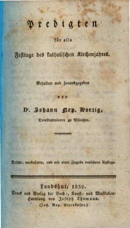 Predigten für alle Festtage des katholischen Kirchenjahres
