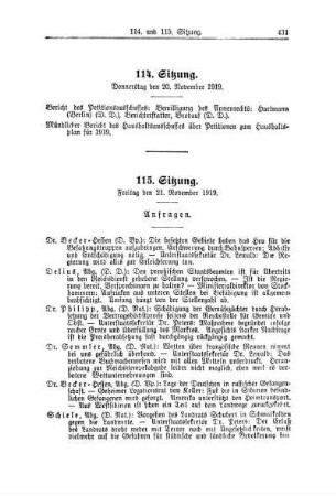 114. Sitzung. Donnerstag den 20. November 1919
