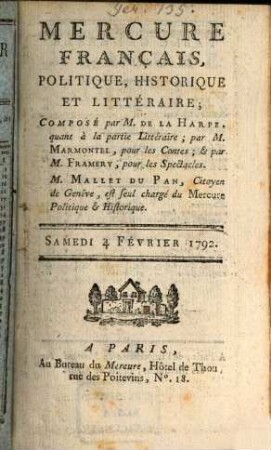 Mercure de France. 1792, 2