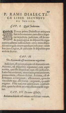 P. Rami Dialecticae Liber Secundus De Iudicio.