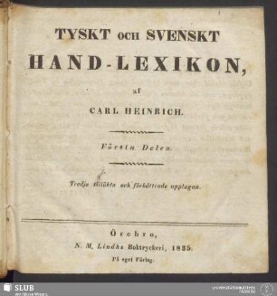 1 delen: Tyskt och svenskt hand-lexikon