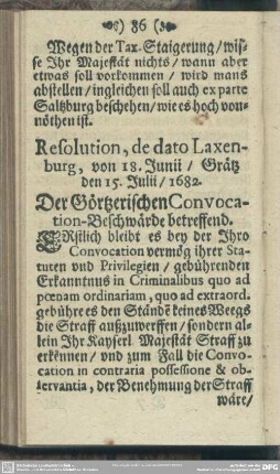 Resolution, de dato Laxenburg, von 18. Junii, Grätz den 15. Julii, 1682