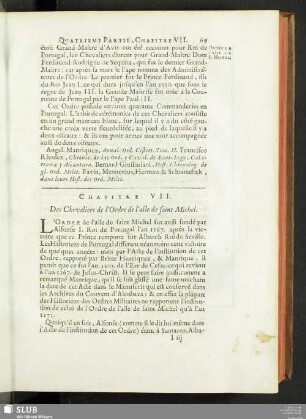 Chapitre VII. Des Chevaliers de l’Ordre de l’aîle de saint Michel