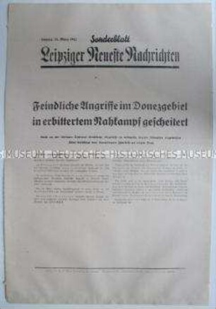 Sonderblatt der "Leipziger Neuesten Nachrichten" zum Kriegsverlauf an der Ostfront