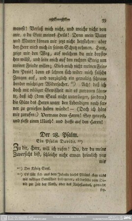 Der 28. Psalm. Ein Psalm Davids
