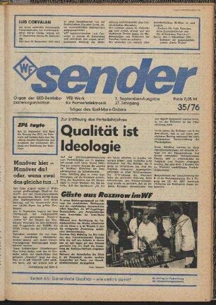 Betriebszeitung 'WF-Sender', Nr.35/1976 (3. Septemberausgabe 1976)