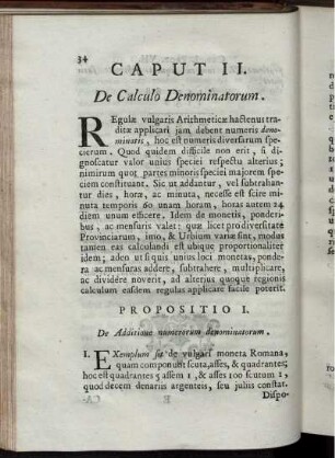 Caput II. De Calculo Denominatorum.