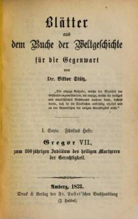 Blätter aus dem Buche der Weltgeschichte für die Gegenwart, I,5