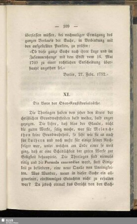 XI. Die Vota der Ober-Consistorialräthe
