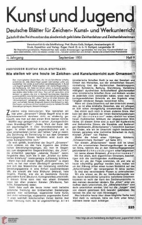 N.F. 11.1931: Wie stellen wir uns heute im Zeichen- und Kunstunterricht zum Ornament?