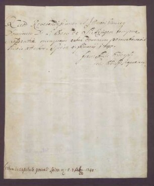 Testimonium primae residentiae des Alexander Johann Heinrich von Sickingen-Sickingen.