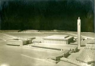 Grund, Peter; Düsseldorf; Schlageter - Forum, Gauleitung mit Kongreßhalle und Ehrenmal - Modellfoto Gauleitung mit Kongresshalle(Ansicht)