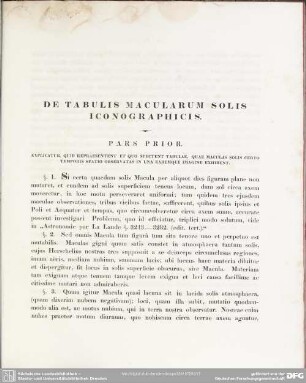 De tabulis macularum solis iconographicus. Pars prior