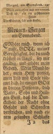 Morgen-Seegen am Sonnabend