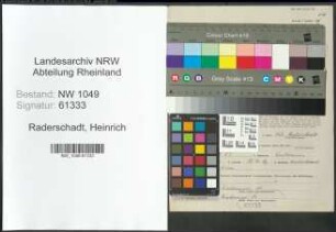 Entnazifizierung Heinrich Raderschadt , geb. 13.07.1901 (Landwirt)