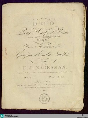 Duo pour harpe et piano : suivi d'un divertissement; oeuvre 41. 8.e livre de duo