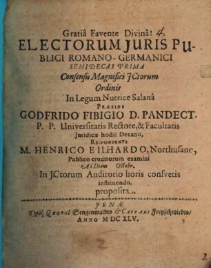 Electorum iuris publici Romano-Germanici semidecas prima