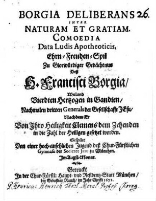Borgia Deliberans inter Naturam et Gratiam