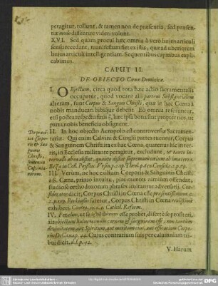 Caput II. De Obiecto Coenae Dominicae