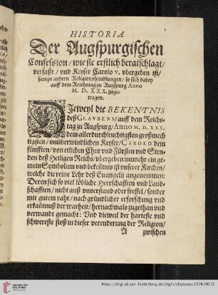 Historia der Augsburgischen Confession
