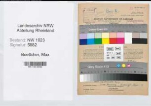 Entnazifizierung Max Boettcher , geb. 19.12.1889 (Verwaltungsangestellter)