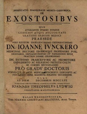Diss. inaug. med. chir. de exostosibus