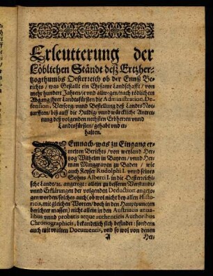 A1r-I2r, Erleutterung der Löblichen Ständt deß Erzherzogthumbs Österreich...