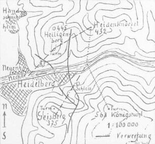 Kartenskizze von Heidelberg : Geologie | Geologische Charakterbilder | Der Odenwald bei Heidelberg sein Abbruch zum Rheine