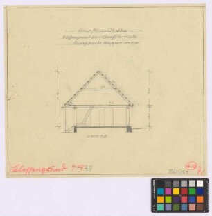 Johannisberg ([Landkreis Habelschwerdt]): Haus Alois Oballa, Klessengrund 20. Haupthaus (Querschnitt 1:50)