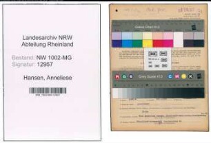 Entnazifizierung Anneliese Hansen , geb. 22.10.1919 (Sekretaerin)