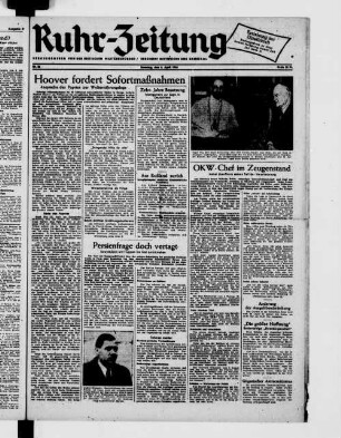 Ruhr-Zeitung ; Ausgabe G ; Gelsenkirchen, Bottrop/Gladbeck