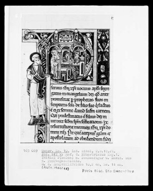 Bibel des Manerius Teil 3 — Anfang des Römerbriefes, Kap. 1 mit Initiale P (aulus), Folio 247 verso
