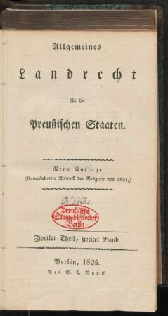 Bd. 4 = Theil 2, Bd. 2: Allgemeines Landrecht für die Preußischen Staaten